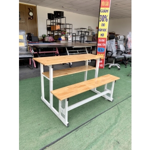 Bàn liền Ghế băng dài gỗ cao su
