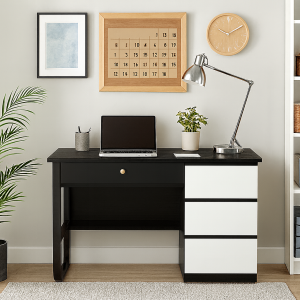 Bàn học – bàn làm việc MDF 17mm có hộc tủ 3 ngăn kéo size 1200 (BHT102)