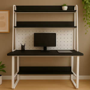 Bàn Làm Việc Kèm Kệ Sắt Gỗ MDF Phủ Melamin 1000mm Hiện Đại