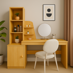 Bàn trang điểm liền kệ đứng gỗ MDF phủ melamin hiện đại