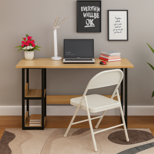 Bàn học – bàn làm việc khung sắt mặt gỗ MDF melamin size 1000