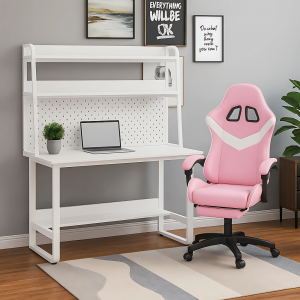 Bàn làm việc MDF khung sắt 25x50 có kệ – Size R600 x D1400 x C750