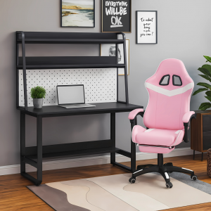 Bàn làm việc MDF khung sắt 25x50 có kệ – Size 600x1200x750