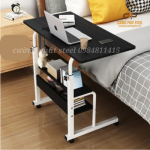 Bàn làm việc 40x80 rút 2 tầng chân trắng mặt trắng