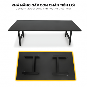 Bàn Bệt Gấp Gọn UH Có Chốt Khóa An Toàn, Khung Sắt Chắc Chắn, Bàn Học Ngồi Bệt MDF - Kích Thước 50X100