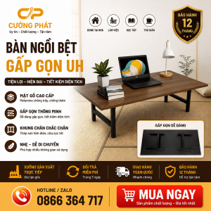 Bàn Bệt Gấp Gọn UH Có Chốt Khóa An Toàn, Khung Sắt Chắc Chắn, Bàn Học Ngồi Bệt MDF , Kích Thước 60X120