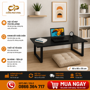 Bàn Bệt Gấp Gọn 60x80  Khung Sắt , Bàn Học Ngồi Bệt MDF 17mm Chắc Chắn, Tiết Kiệm Diện Tích