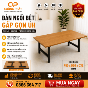 Bàn Bệt Gấp Gọn UH Có Chốt Khóa An Toàn, Khung Sắt Chắc Chắn, Bàn Học Ngồi Bệt MDF - Kích Thước 50x80