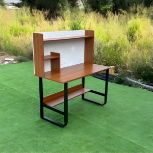 Bàn học – bàn làm việc MDF phủ Melamin có kệ sách, chân sắt sơn tĩnh điện | Size 1000mm