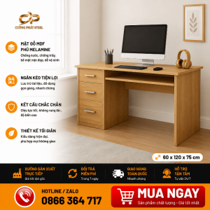Bàn học bàn làm việc gỗ MDF có hộc tủ ngăn kéo hiện đại size 1200
