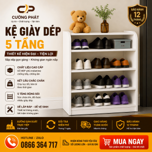 Kệ Giày Dép Gỗ MDF 4 Tầng Phủ Melamin – Thiết Kế Gọn Đẹp, Giá Tốt