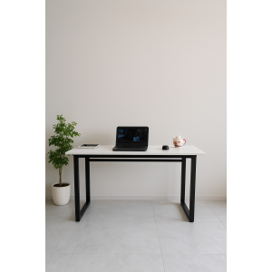 Bàn Làm Việc Chữ U, Bàn Học Tập, Gaming Chân Sắt Sơn Tĩnh Điện, Mặt Gỗ Công Nghiệp 