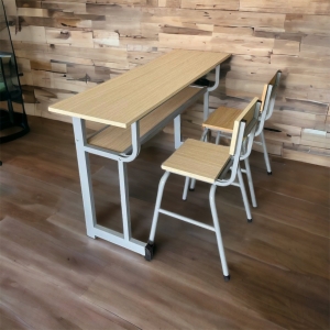 bàn học sinh đôi 2 người MDF chân sắt mặt gỗ MDF