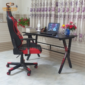 Bàn làm việc phong cách Gaming mặt gỗ chân thép hộp sơn tĩnh điện hiện đại